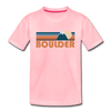 Boulder, Colorado Youth T-Shirt - Retro Mountain Youth Boulder Tee - pink