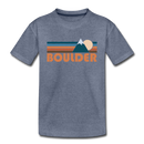 Boulder, Colorado Youth T-Shirt - Retro Mountain Youth Boulder Tee - heather blue