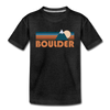Boulder, Colorado Youth T-Shirt - Retro Mountain Youth Boulder Tee - charcoal gray
