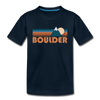 Boulder, Colorado Youth T-Shirt - Retro Mountain Youth Boulder Tee - deep navy