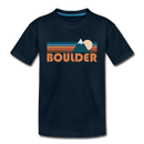 Boulder, Colorado Youth T-Shirt - Retro Mountain Youth Boulder Tee - deep navy