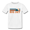 Big Sky, Montana Youth T-Shirt - Retro Mountain Youth Big Sky Tee - white