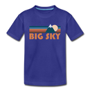 Big Sky, Montana Youth T-Shirt - Retro Mountain Youth Big Sky Tee - royal blue