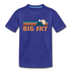 Big Sky, Montana Youth T-Shirt - Retro Mountain Youth Big Sky Tee - royal blue
