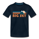 Big Sky, Montana Youth T-Shirt - Retro Mountain Youth Big Sky Tee - deep navy