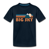 Big Sky, Montana Youth T-Shirt - Retro Mountain Youth Big Sky Tee - deep navy