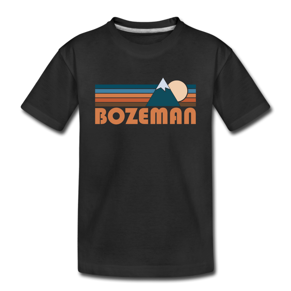 Bozeman, Montana Youth T-Shirt - Retro Mountain Youth Bozeman Tee - black