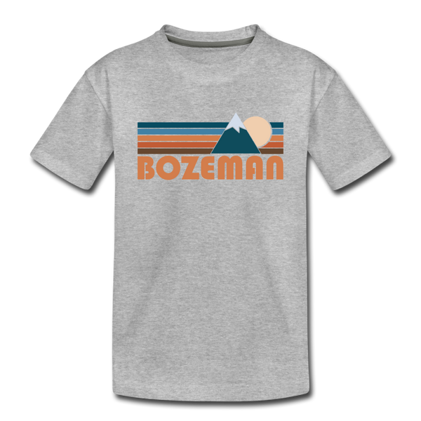 Bozeman, Montana Youth T-Shirt - Retro Mountain Youth Bozeman Tee - heather gray