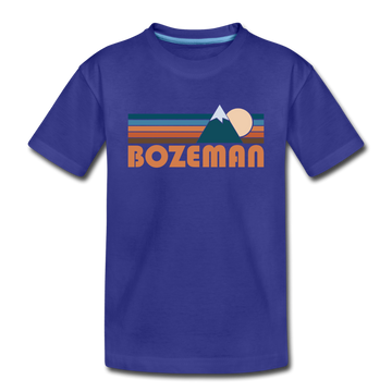Bozeman, Montana Youth T-Shirt - Retro Mountain Youth Bozeman Tee - royal blue