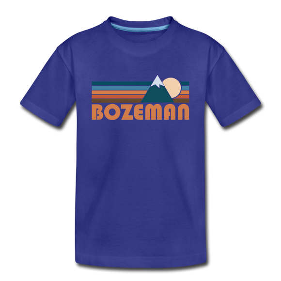 Bozeman, Montana Youth T-Shirt - Retro Mountain Youth Bozeman Tee - royal blue