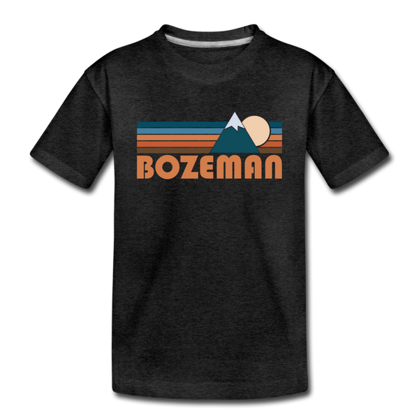 Bozeman, Montana Youth T-Shirt - Retro Mountain Youth Bozeman Tee - charcoal gray