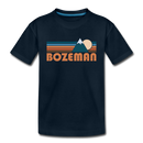 Bozeman, Montana Youth T-Shirt - Retro Mountain Youth Bozeman Tee - deep navy