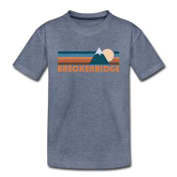 Breckenridge, Colorado Youth T-Shirt - Retro Mountain Youth Breckenridge Tee - heather blue