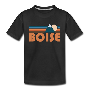 Boise, Idaho Youth T-Shirt - Retro Mountain Youth Boise Tee - black