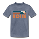 Boise, Idaho Youth T-Shirt - Retro Mountain Youth Boise Tee - heather blue