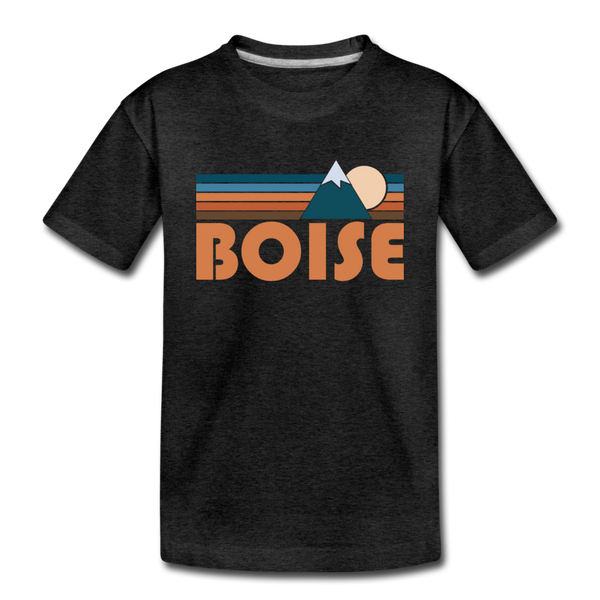 Boise, Idaho Youth T-Shirt - Retro Mountain Youth Boise Tee - charcoal gray