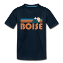 Boise, Idaho Youth T-Shirt - Retro Mountain Youth Boise Tee - deep navy