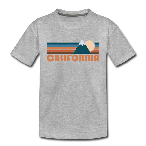 California Youth T-Shirt - Retro Mountain Youth California Tee - heather gray