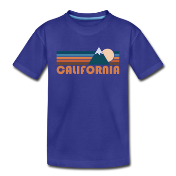 California Youth T-Shirt - Retro Mountain Youth California Tee - royal blue