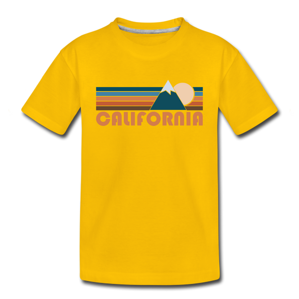 California Youth T-Shirt - Retro Mountain Youth California Tee - sun yellow
