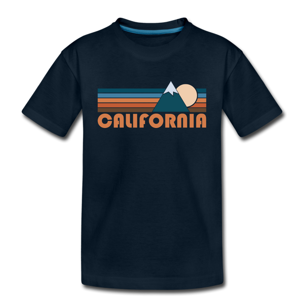 California Youth T-Shirt - Retro Mountain Youth California Tee - deep navy