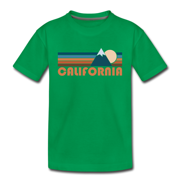 California Youth T-Shirt - Retro Mountain Youth California Tee - kelly green