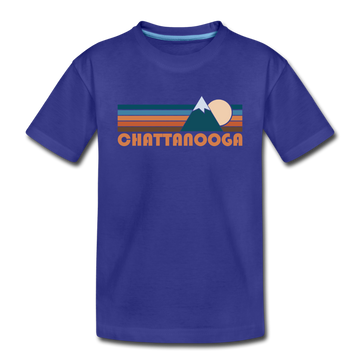 Chattanooga, Tennessee Youth T-Shirt - Retro Mountain Youth Chattanooga Tee - royal blue
