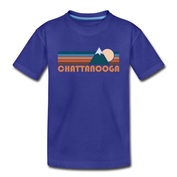 Chattanooga, Tennessee Youth T-Shirt - Retro Mountain Youth Chattanooga Tee - royal blue