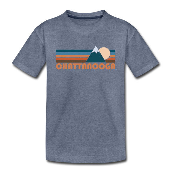 Chattanooga, Tennessee Youth T-Shirt - Retro Mountain Youth Chattanooga Tee - heather blue
