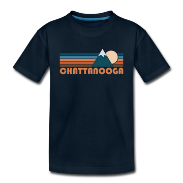 Chattanooga, Tennessee Youth T-Shirt - Retro Mountain Youth Chattanooga Tee - deep navy