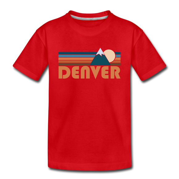 Denver, Colorado Youth T-Shirt - Retro Mountain Youth Denver Tee - red
