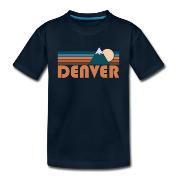 Denver, Colorado Youth T-Shirt - Retro Mountain Youth Denver Tee - deep navy