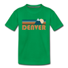 Denver, Colorado Youth T-Shirt - Retro Mountain Youth Denver Tee - kelly green
