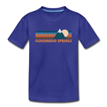 Colorado Springs, Colorado Youth T-Shirt - Retro Mountain Youth Colorado Springs Tee - royal blue