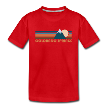 Colorado Springs, Colorado Youth T-Shirt - Retro Mountain Youth Colorado Springs Tee - red