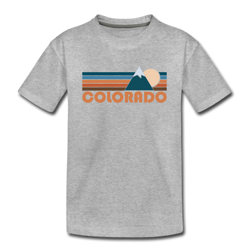 Colorado Youth T-Shirt - Retro Mountain Youth Colorado Tee - heather gray