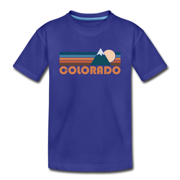 Colorado Youth T-Shirt - Retro Mountain Youth Colorado Tee - royal blue