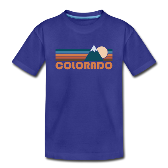 Colorado Youth T-Shirt - Retro Mountain Youth Colorado Tee - royal blue
