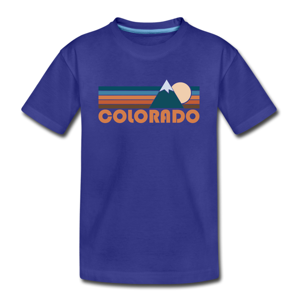 Colorado Youth T-Shirt - Retro Mountain Youth Colorado Tee - royal blue