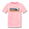 Colorado Youth T-Shirt - Retro Mountain Youth Colorado Tee - pink