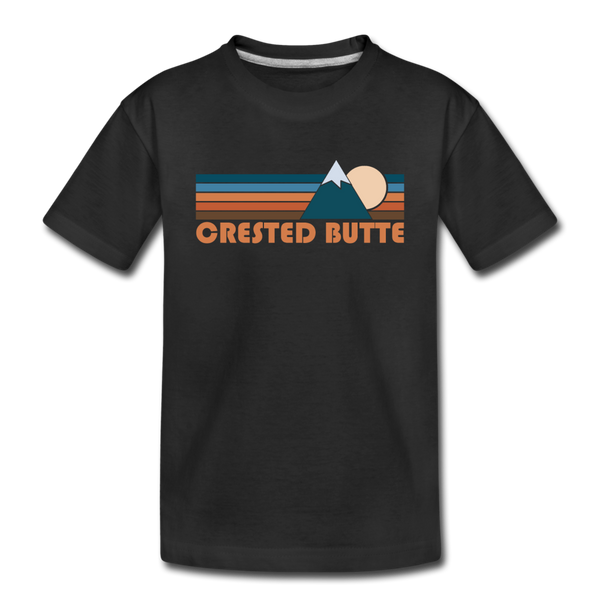 Crested Butte, Colorado Youth T-Shirt - Retro Mountain Youth Crested Butte Tee - black