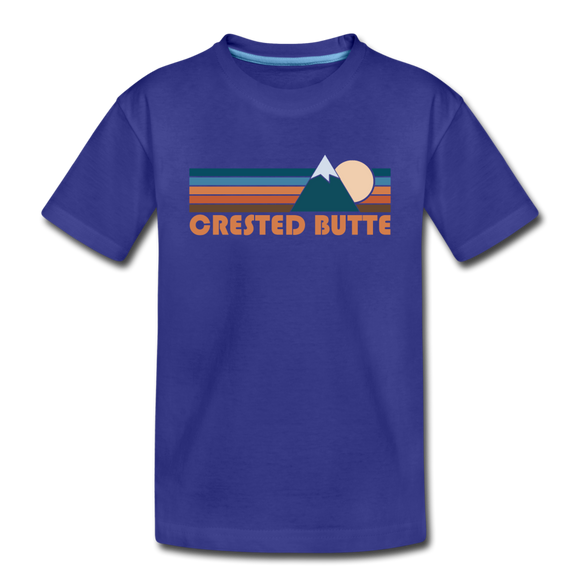 Crested Butte, Colorado Youth T-Shirt - Retro Mountain Youth Crested Butte Tee - royal blue