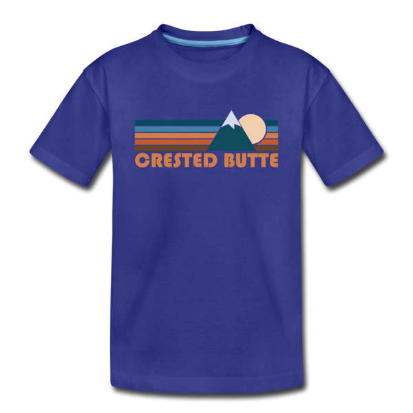 Crested Butte, Colorado Youth T-Shirt - Retro Mountain Youth Crested Butte Tee - royal blue