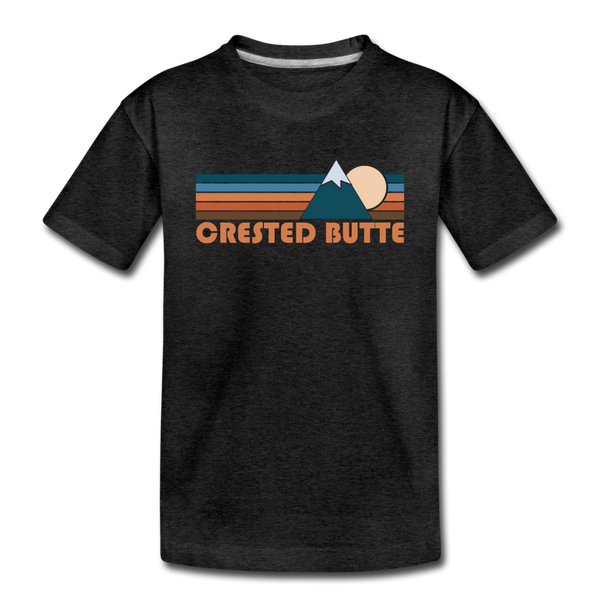 Crested Butte, Colorado Youth T-Shirt - Retro Mountain Youth Crested Butte Tee - charcoal gray