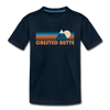 Crested Butte, Colorado Youth T-Shirt - Retro Mountain Youth Crested Butte Tee - deep navy