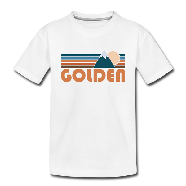 Golden, Colorado Youth T-Shirt - Retro Mountain Youth Golden Tee - white