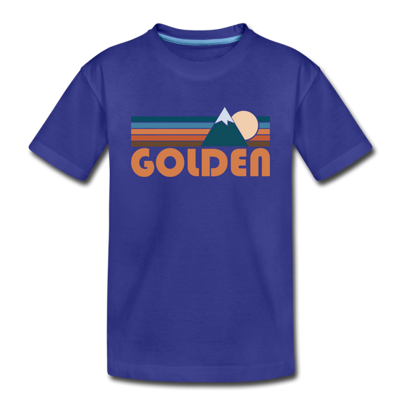 Golden, Colorado Youth T-Shirt - Retro Mountain Youth Golden Tee - royal blue