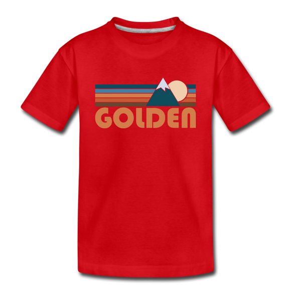 Golden, Colorado Youth T-Shirt - Retro Mountain Youth Golden Tee - red