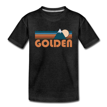 Golden, Colorado Youth T-Shirt - Retro Mountain Youth Golden Tee - charcoal gray