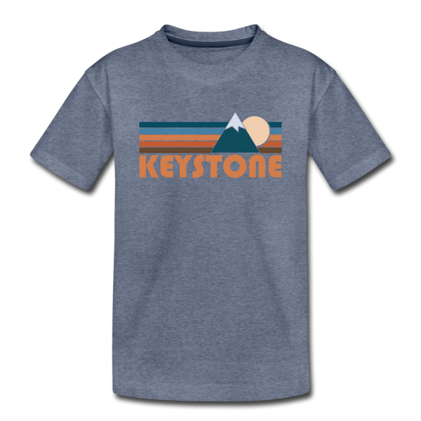 Keystone, Colorado Youth T-Shirt - Retro Mountain Youth Keystone Tee - heather blue